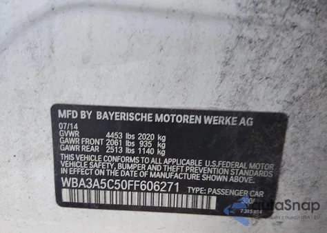 2015 BMW 328I z USA, uszkodzony, nr VIN WBA3A5C50FF606271